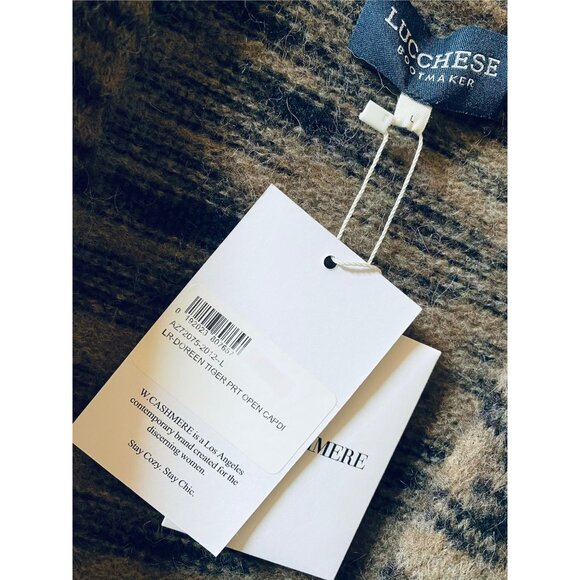 Lucchese W.Cashmere Doreen Tiger Print Alpaca Wool Open Cardigan Sweater Size L - Picture 5 of 9